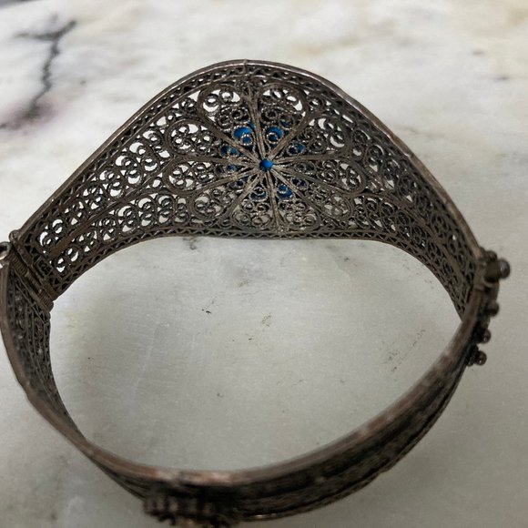 Turkish Turquoise filligree cuff bracelet - Picture 4 of 6